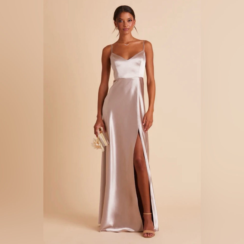 Birdy Grey Shiny Satin Jay Dress Taupe Medium